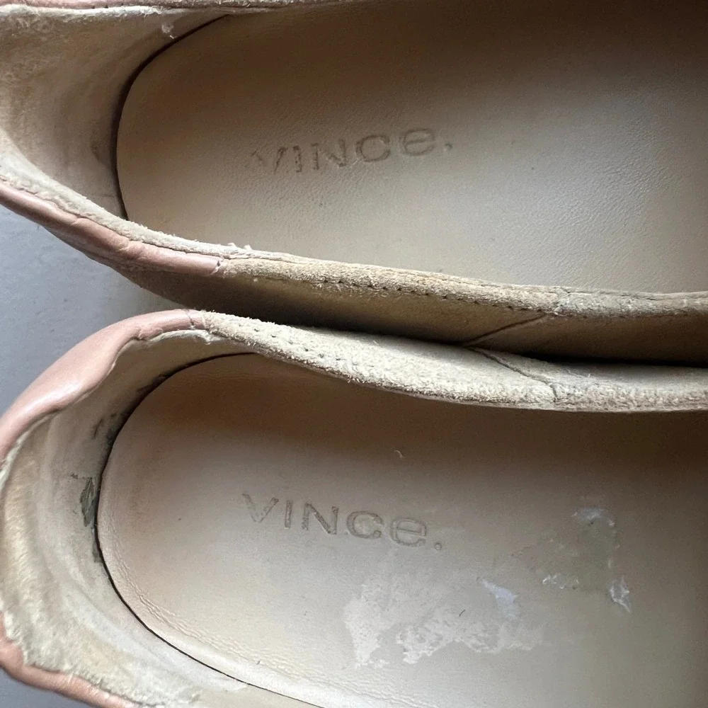 Vince Women 6.5 M‎ Tan Suede Espadrille Slip On Sneakers Braided Jute Platform
